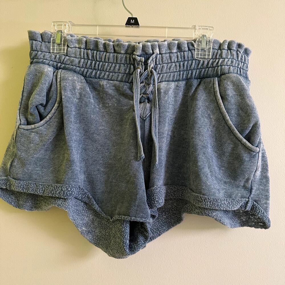 Vintage Havana acid wash lace-up lounge shorts
